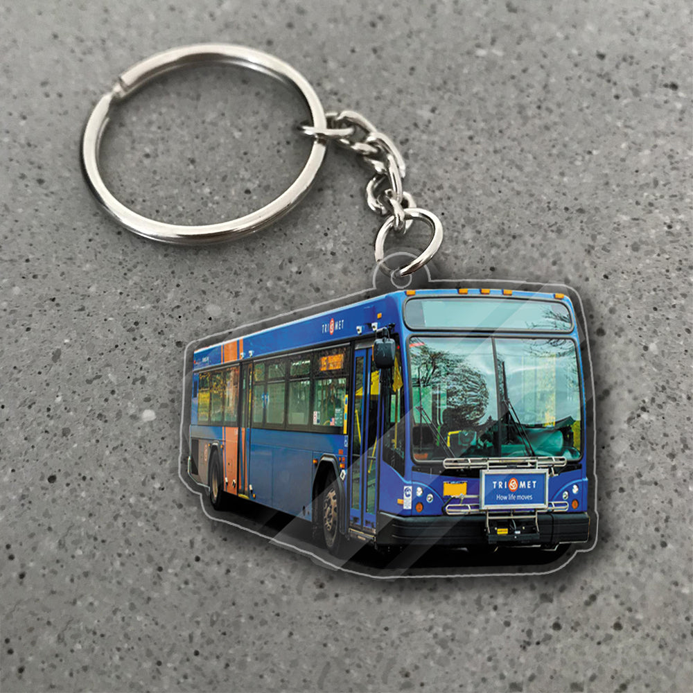 Transparent Acrylic Keychain - ( Personalizable ) 6 max - 6 bus and 6 white max - 3 white Gillig bus