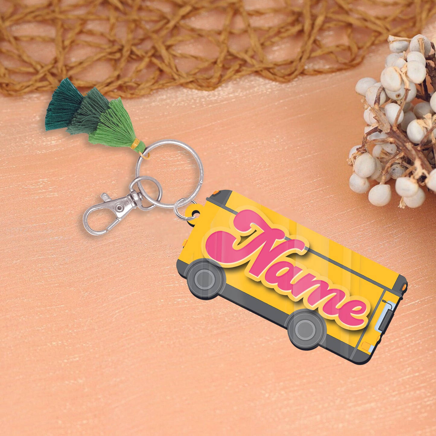 School bus Custom 2 Layered Acrylic Keychain