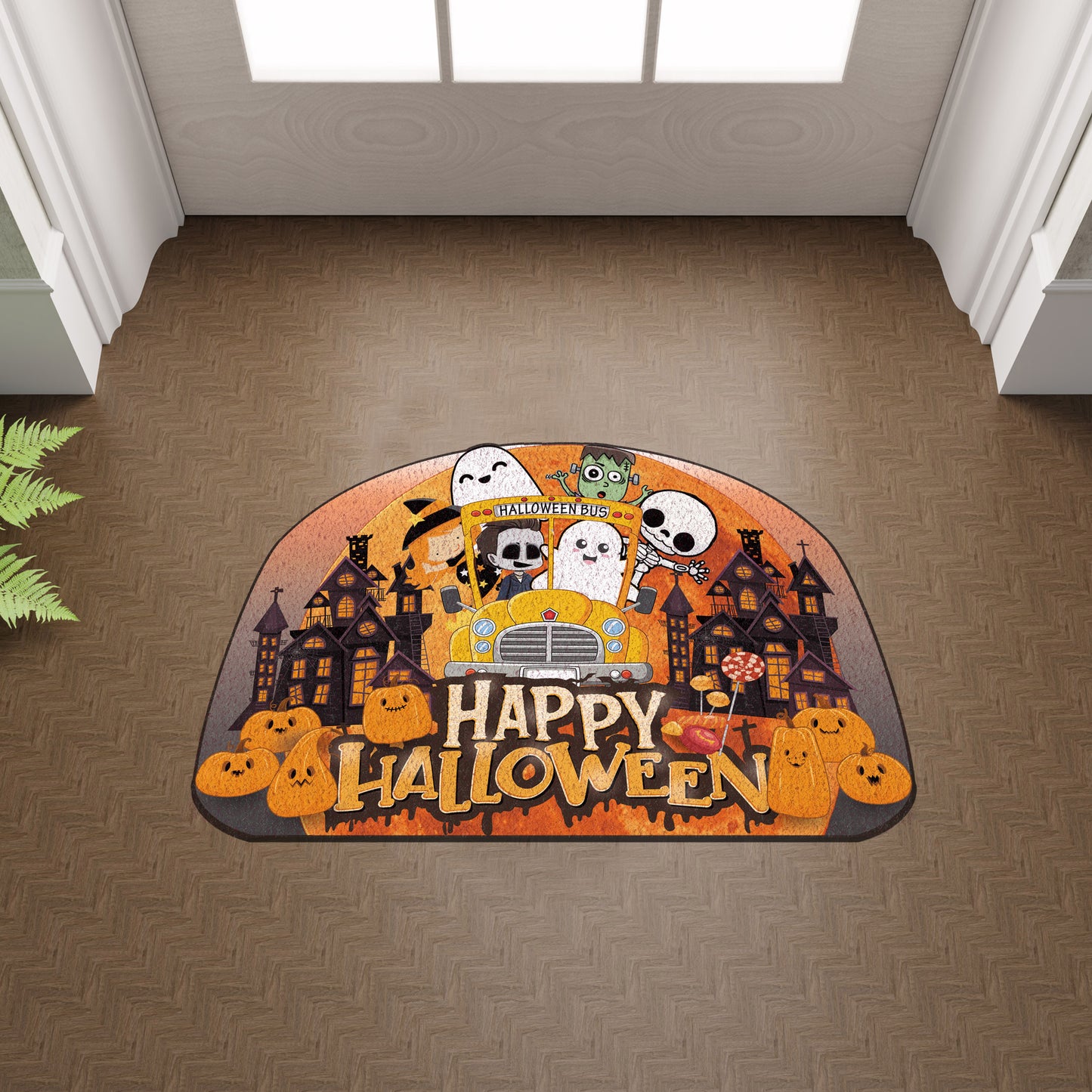 Halloween Doormat for School Bus Lovers