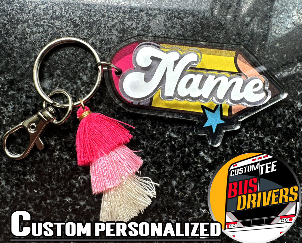 School bus Custom 2 Layered Acrylic Keychain