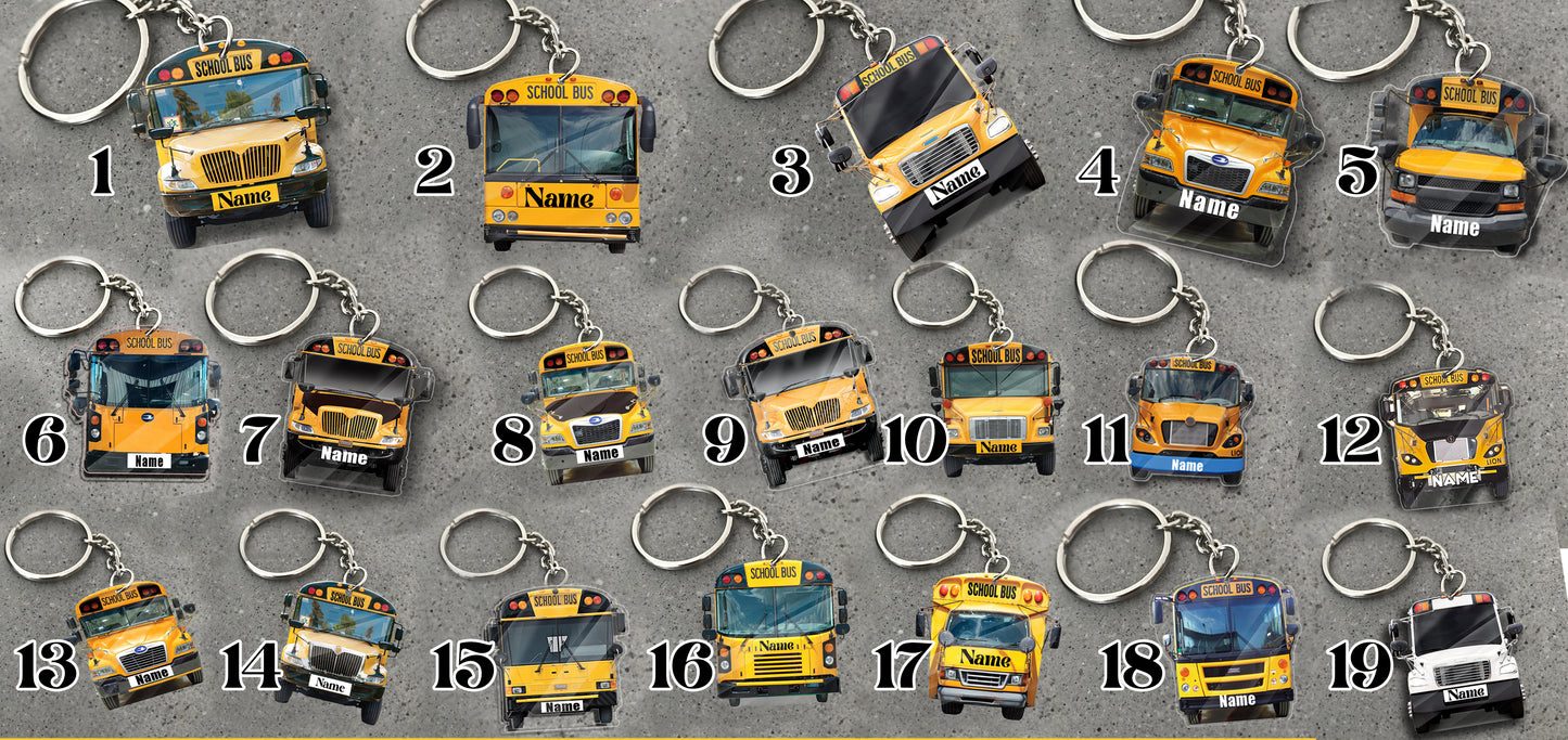 Transparent Acrylic Keychain -  All type SCHOOL BUS