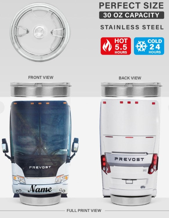 Prevost  Bus -Curved Stainless Steel Tumbler (30oz)