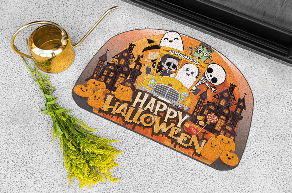 Halloween Doormat for School Bus Lovers