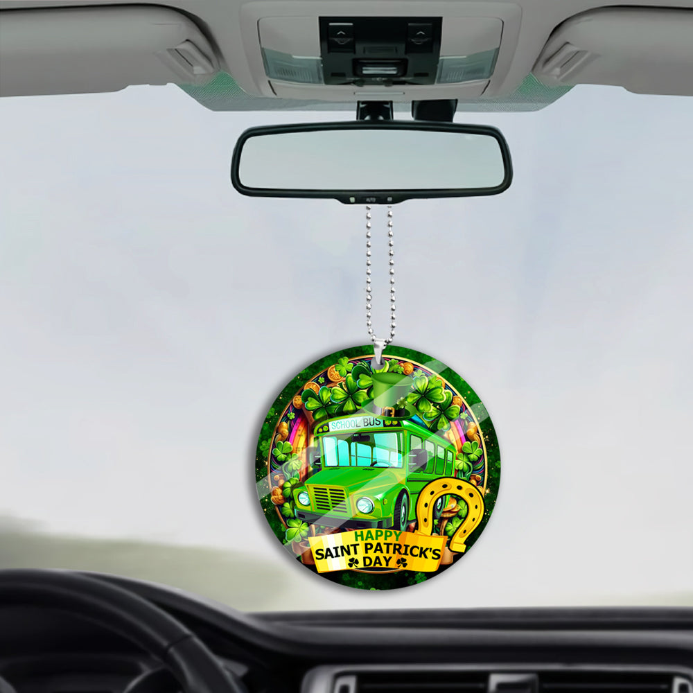 St. Patrick's Day Car Ornament - for school bus lover