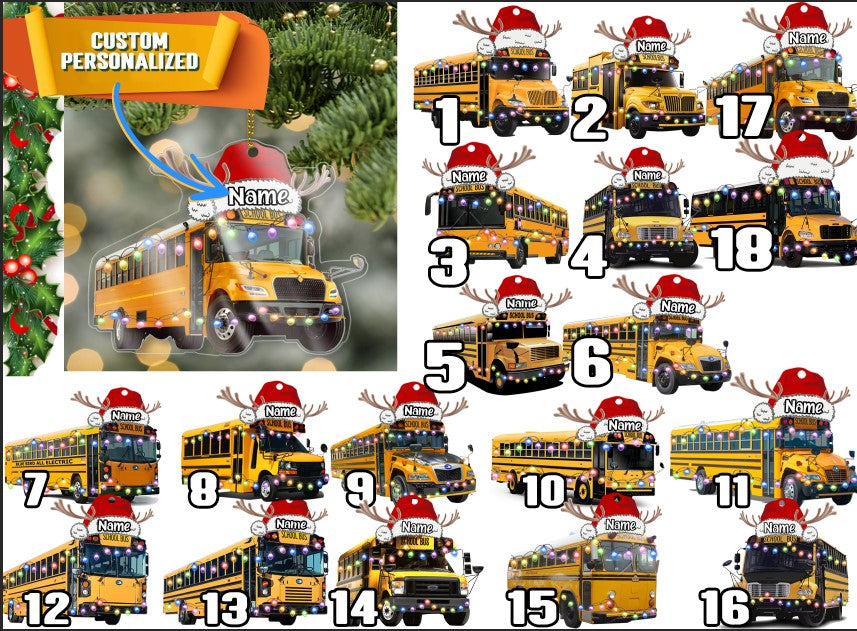 All Types School buses Christmas Ornament - Ver4