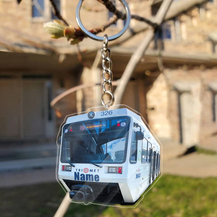 Transparent Acrylic Keychain - ( Personalizable ) 6 max - 6 bus and 6 white max - 3 white Gillig bus