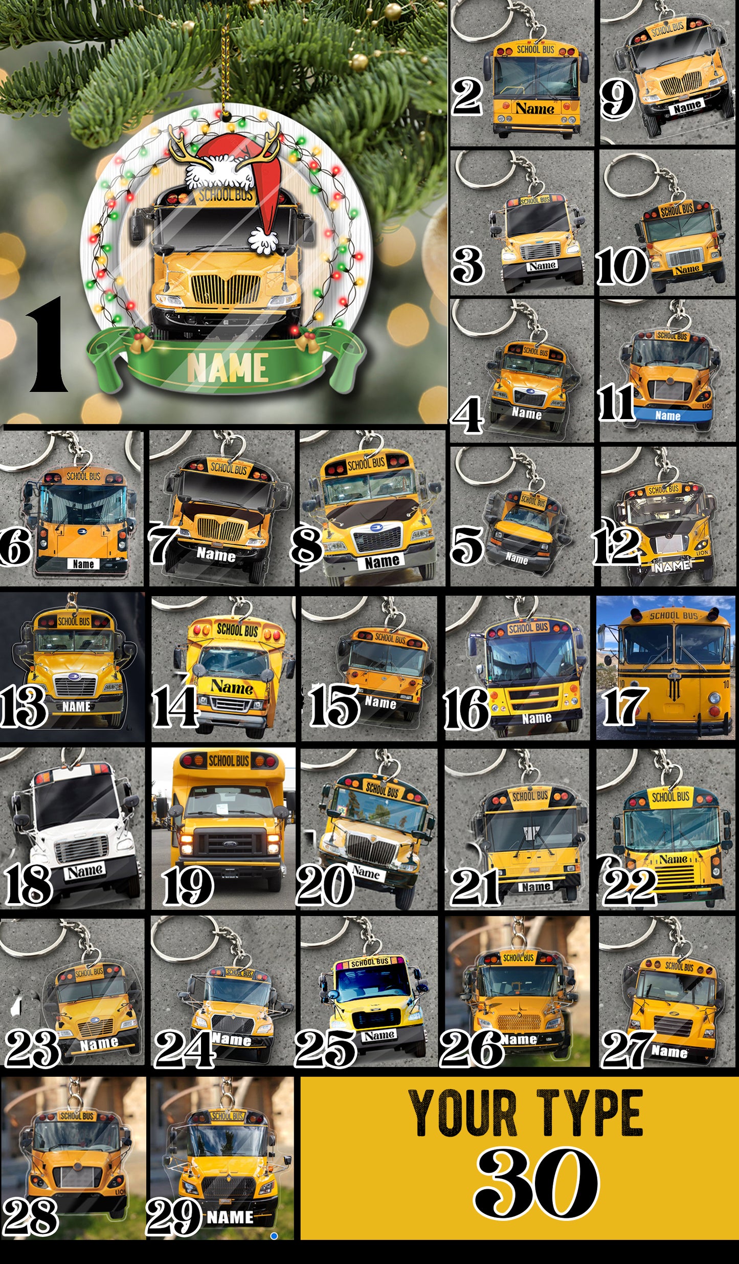 Christmas School bus Ornament Ver.6