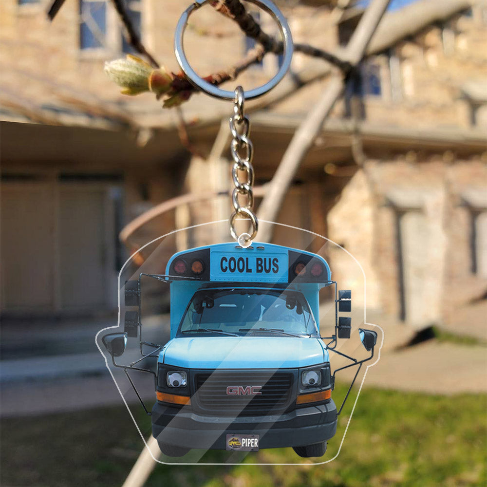 Transparent Acrylic Keychain - Cool Bus  ( Personalizable )