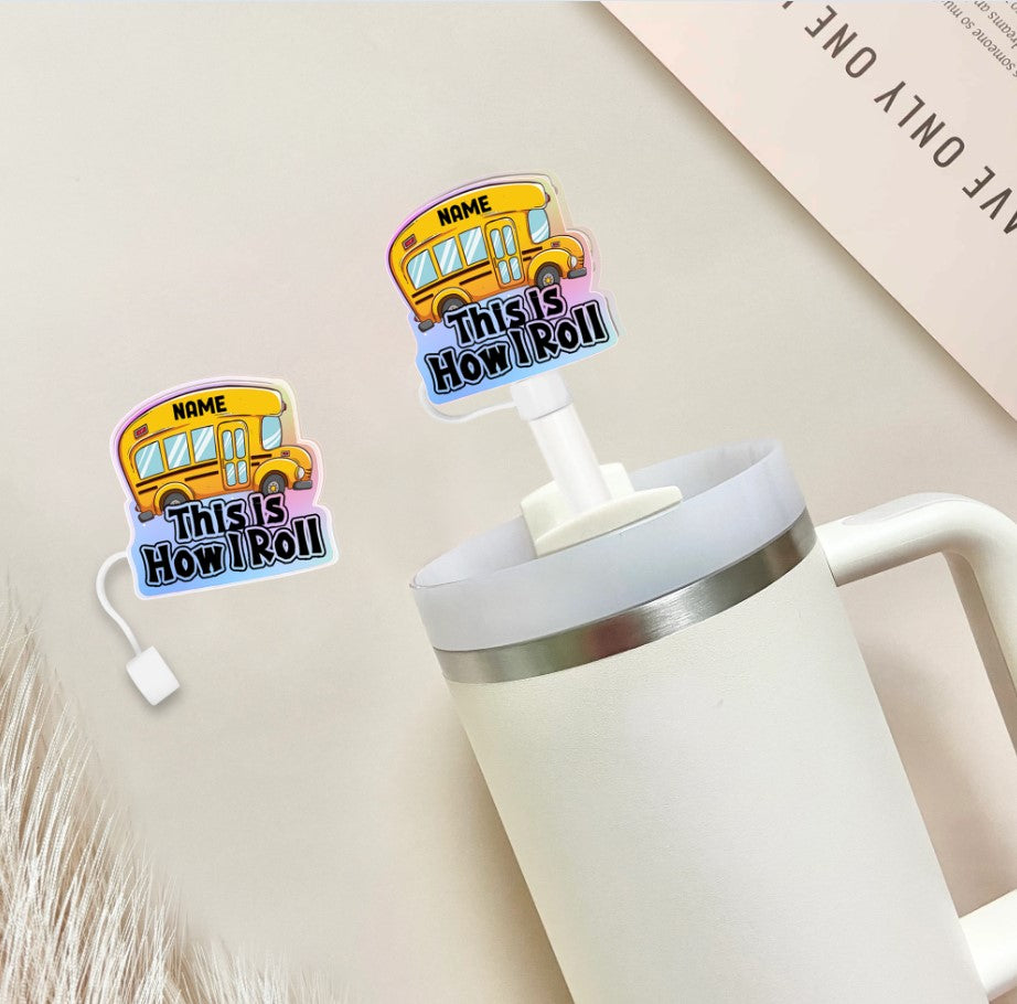 School bus Straw Topper