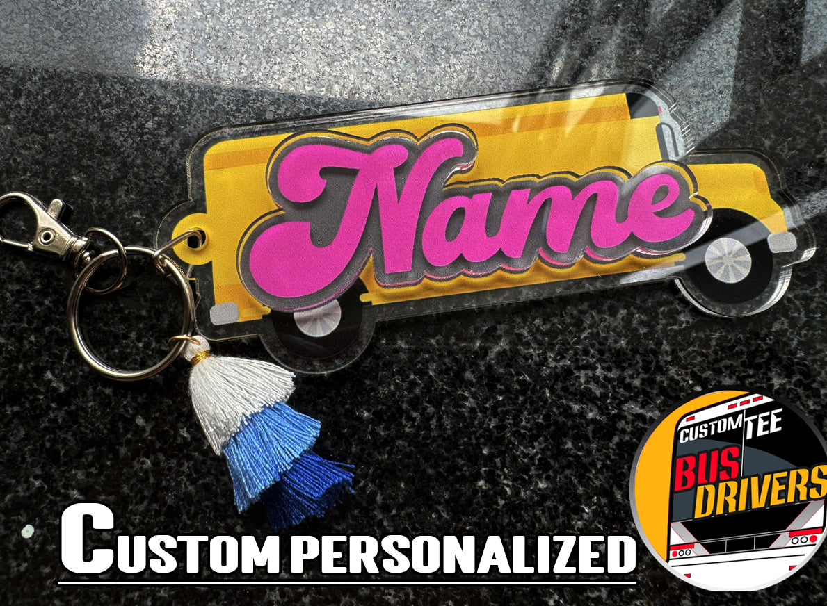 School bus Custom 2 Layered Acrylic Keychain
