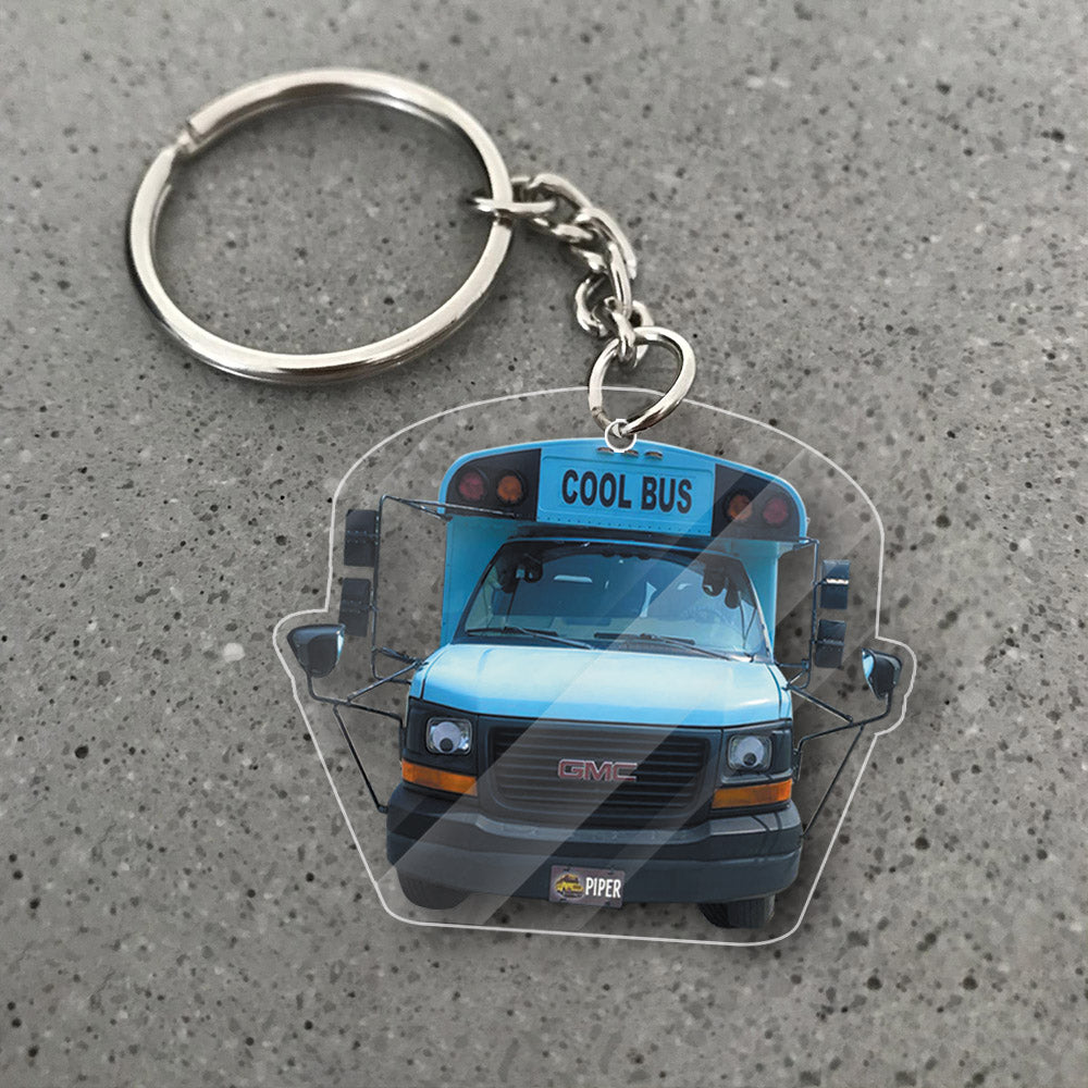 Transparent Acrylic Keychain - Cool Bus  ( Personalizable )