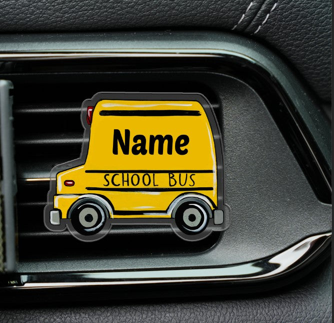 School bus name tag - Custom shape Acrylic Car/Bus Clip
