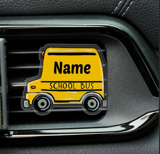 School bus name tag - Custom shape Acrylic Car/Bus Clip