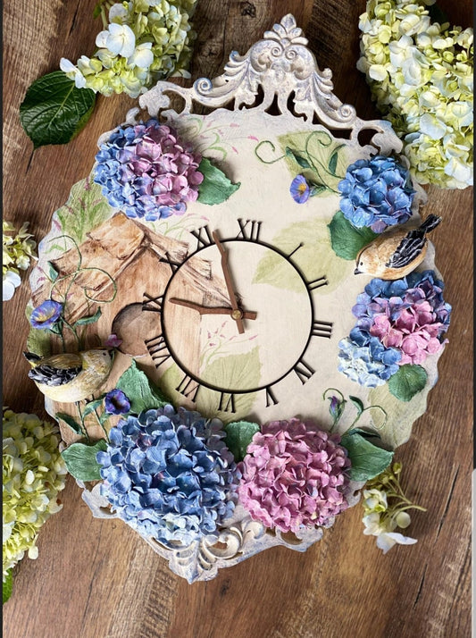 Flower sculpture painting clockwatcher (handmade)