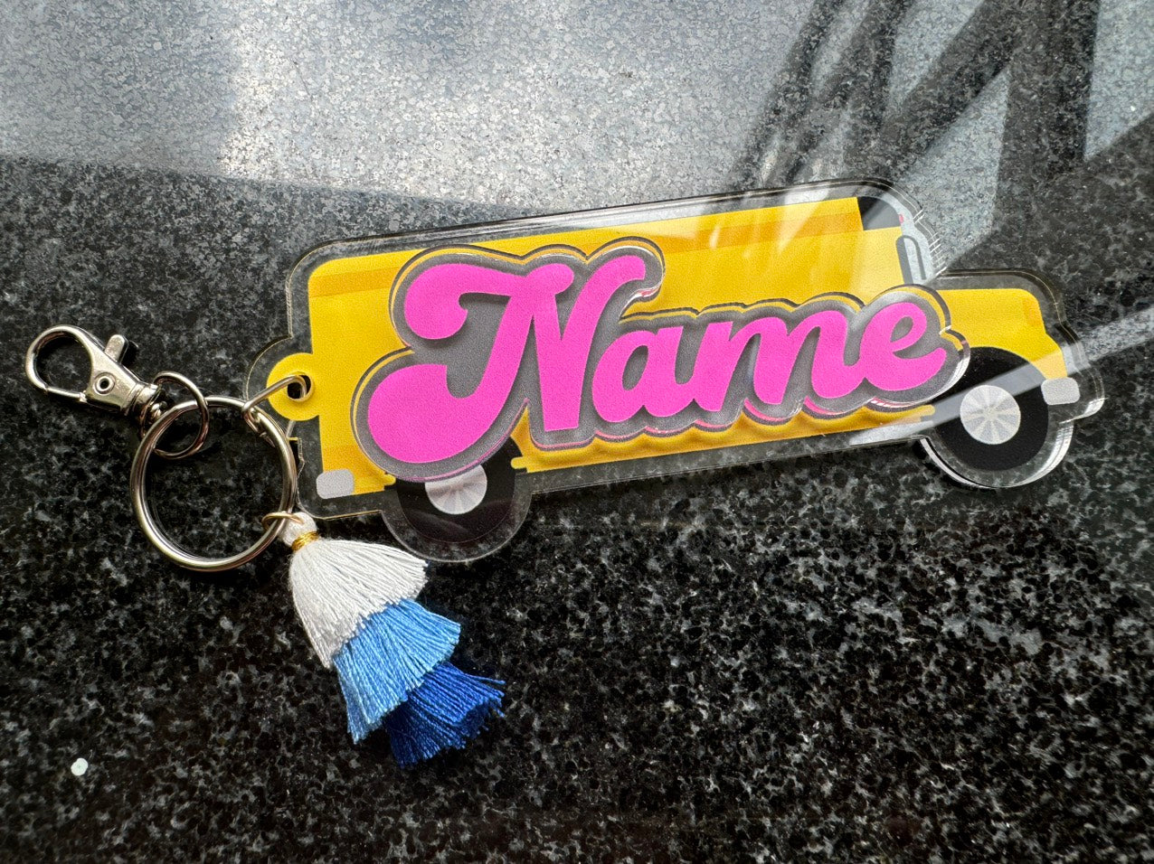School bus Custom 2 Layered Acrylic Keychain