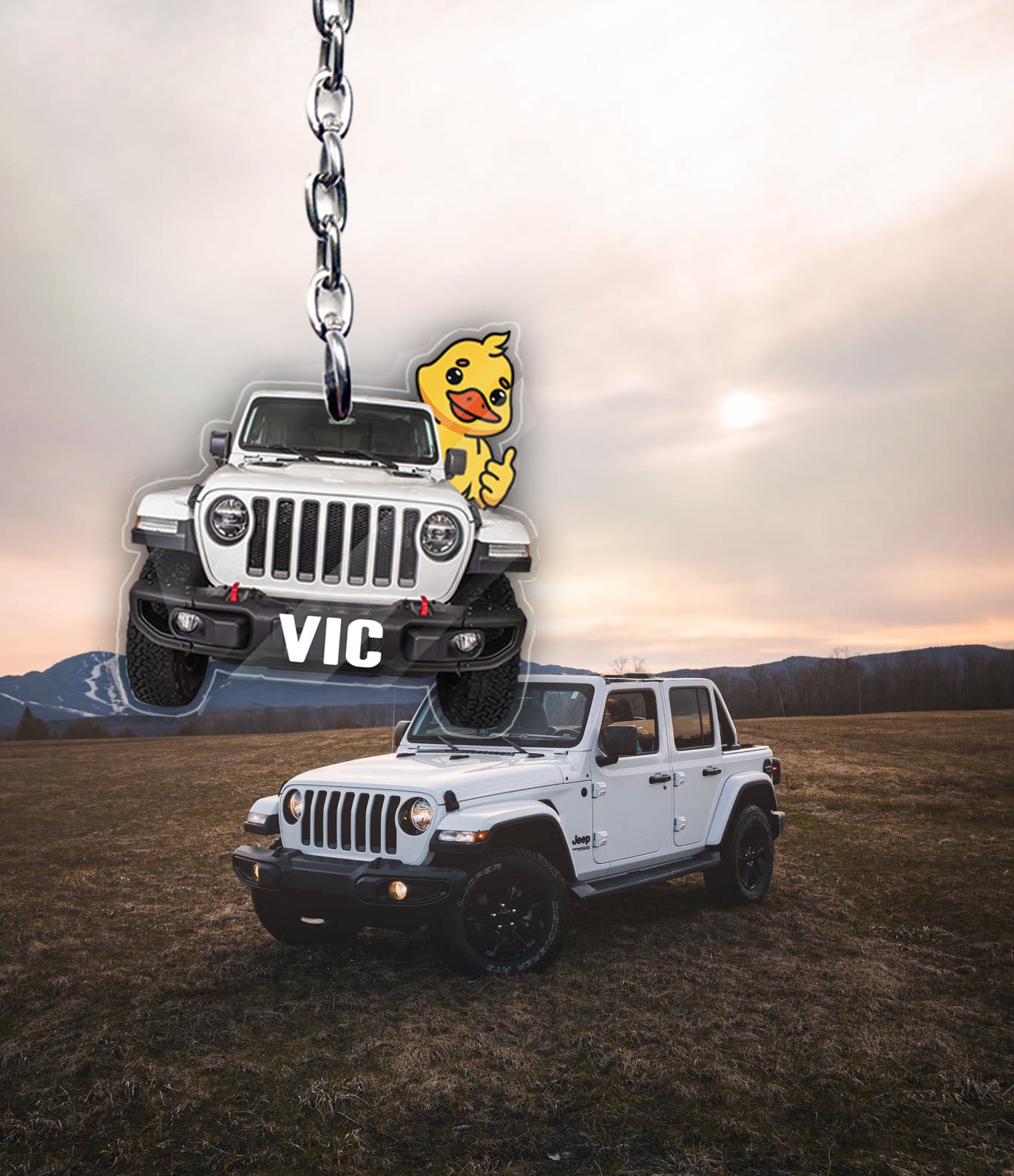 Transparent Acrylic Keychain - Jeep & Duck ( Personalizable )