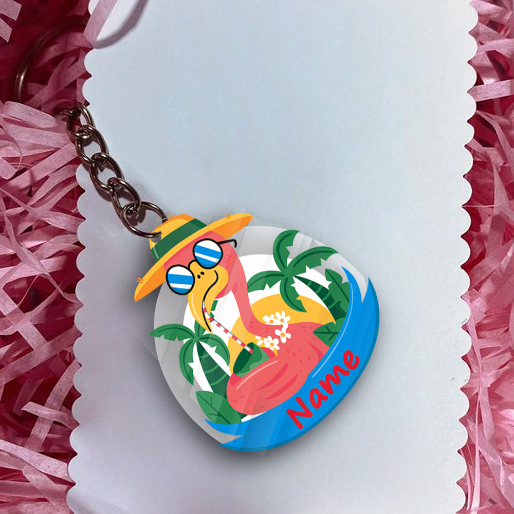 Transparent Acrylic Flamingo Keychain - (Personalizable)