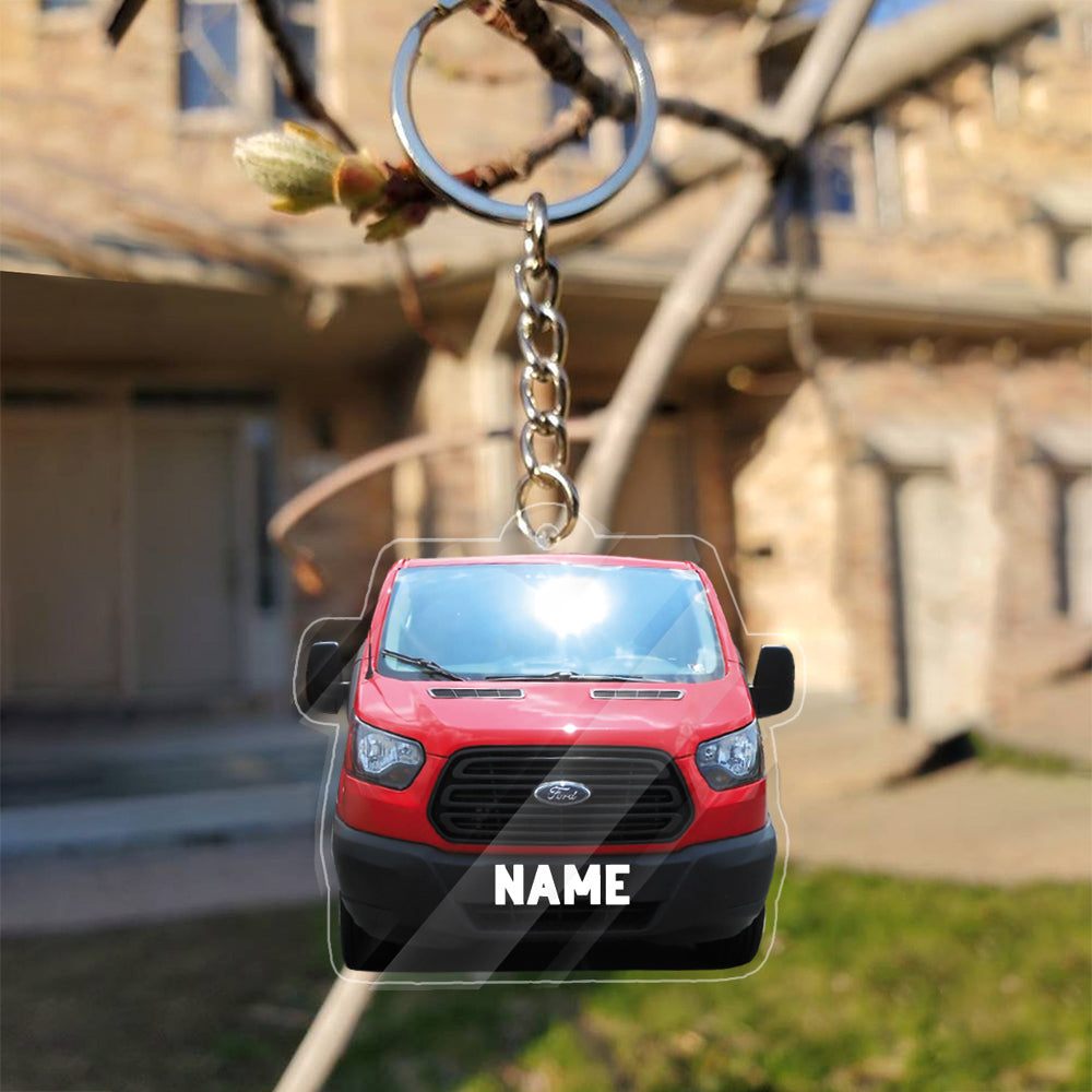 Transparent Acrylic Keychain -  Van School Bus - Ford ( Personalizable )