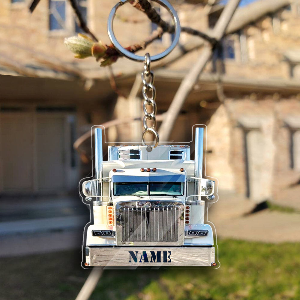 Transparent Acrylic Keychain -  truck 1 ( Personalizable )