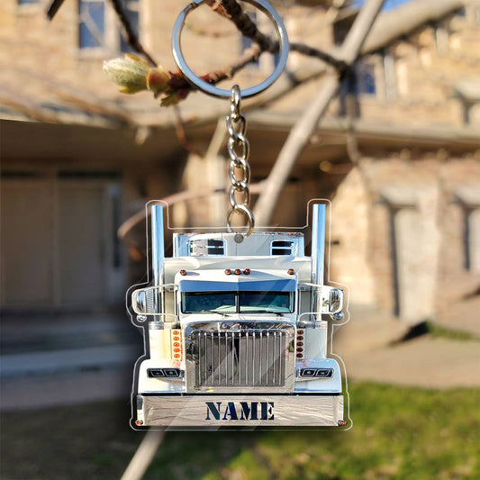 Transparent Acrylic Keychain -  truck 1 ( Personalizable )