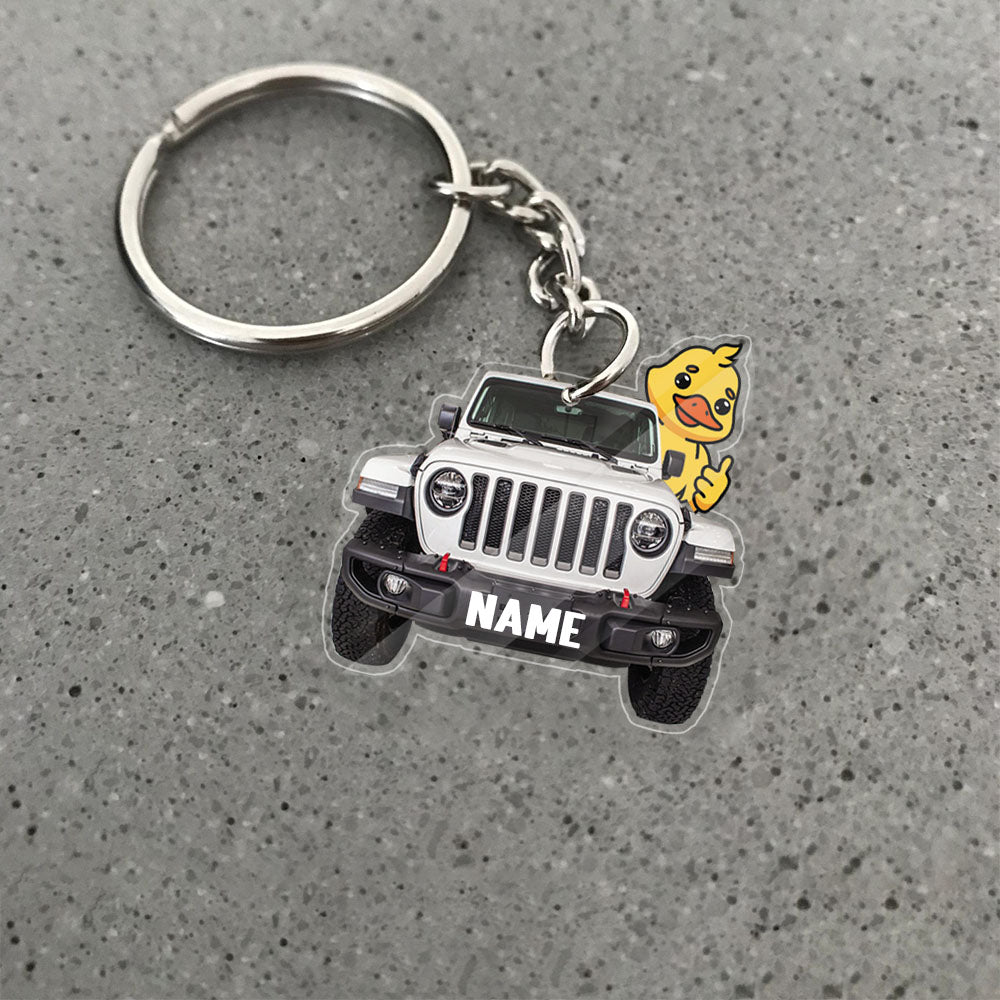 Transparent Acrylic Keychain - Jeep & Duck ( Personalizable )