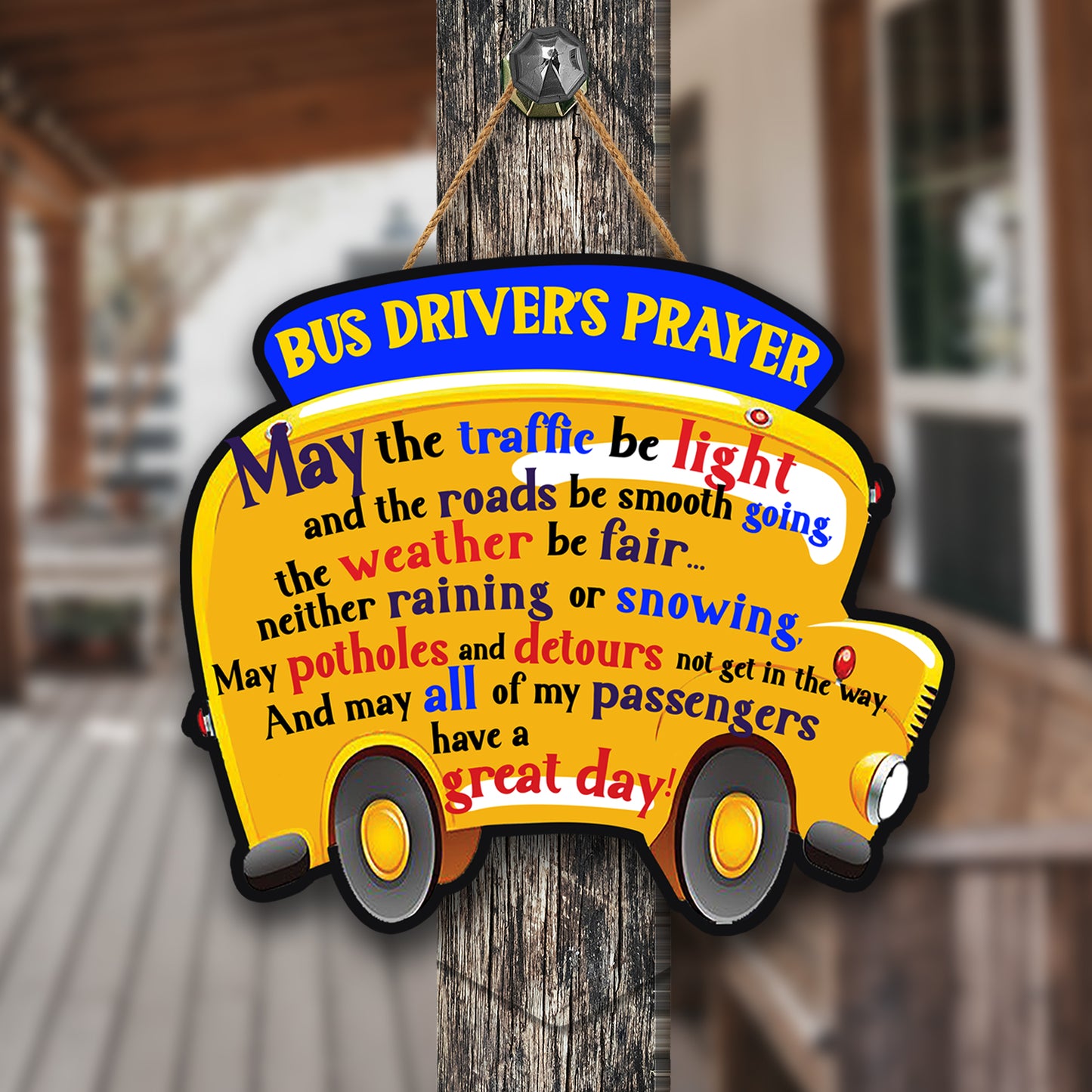 School bus Shape Wooden Sign