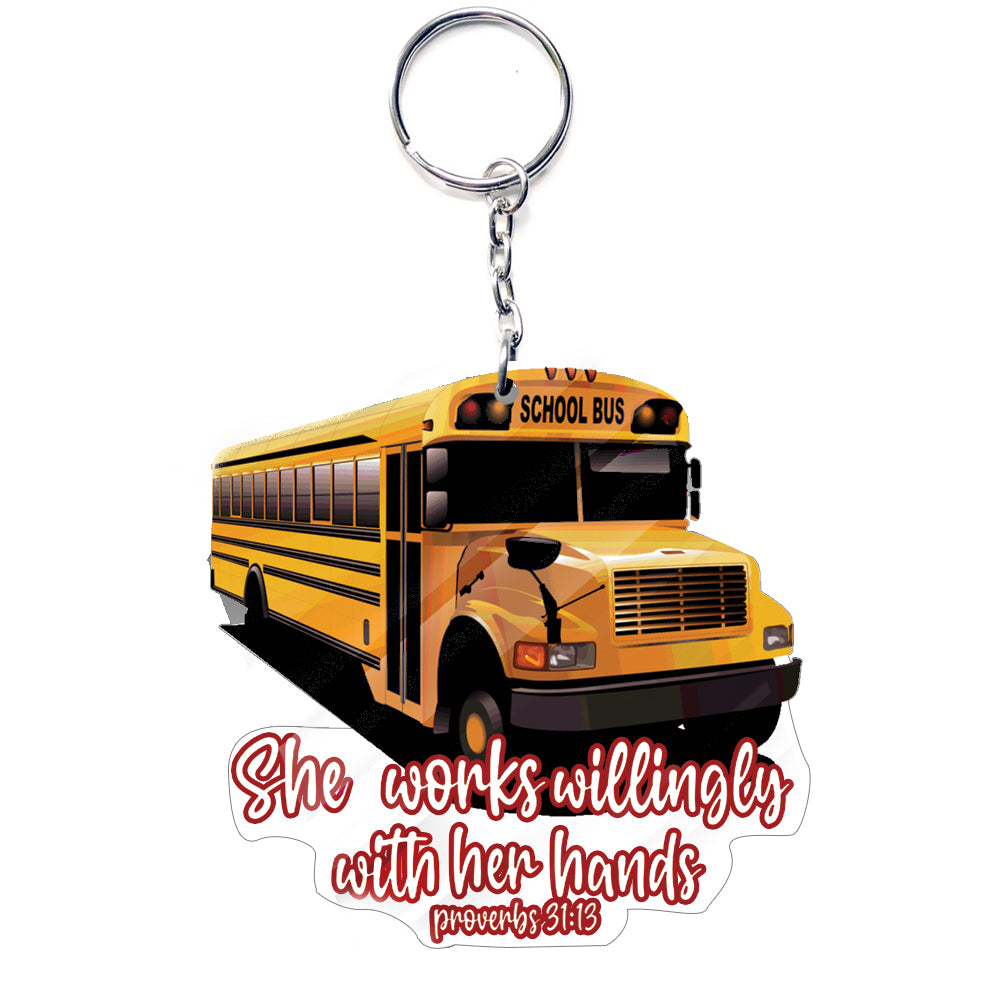 Transparent Acrylic Keychain for School Bus Driver