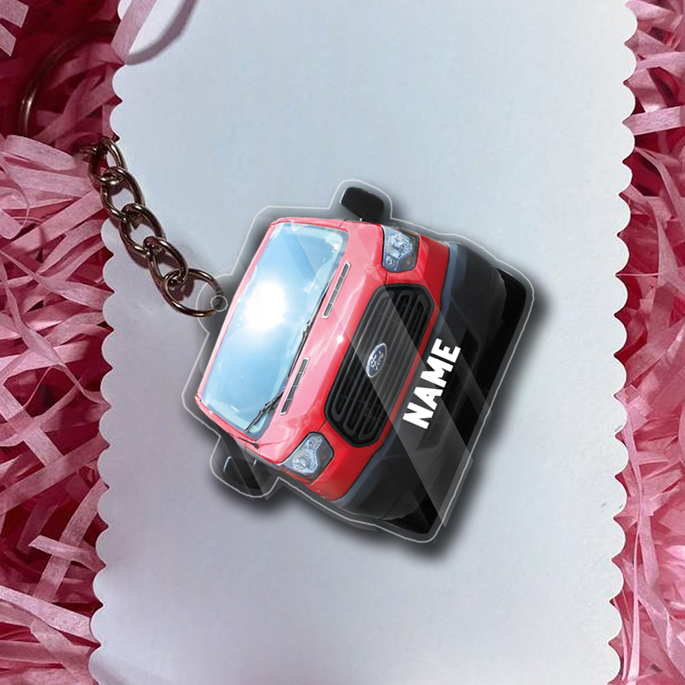 Transparent Acrylic Keychain -  Van School Bus - Ford ( Personalizable )