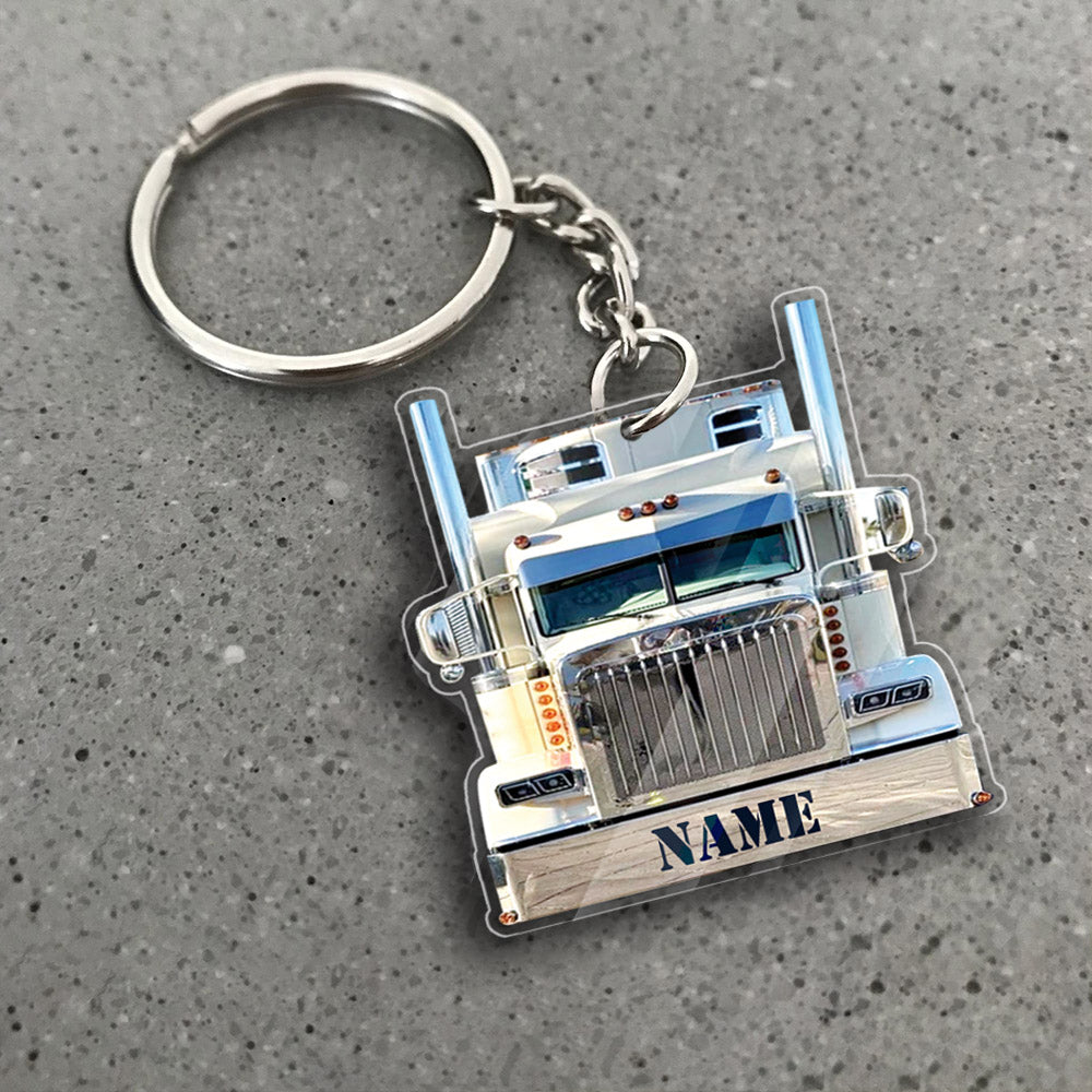 Transparent Acrylic Keychain -  truck 1 ( Personalizable )