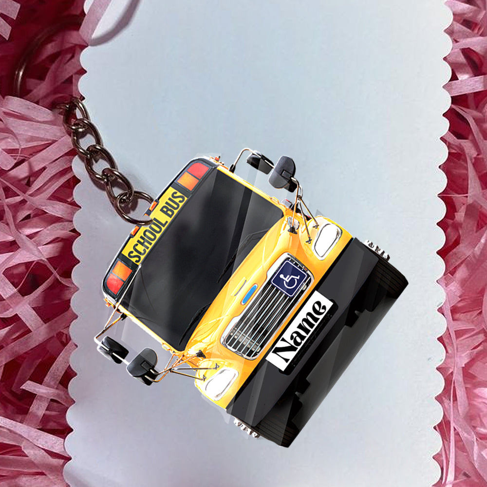Transparent Acrylic Keychain 9 - School Bus - Thomas c2  (personalize)