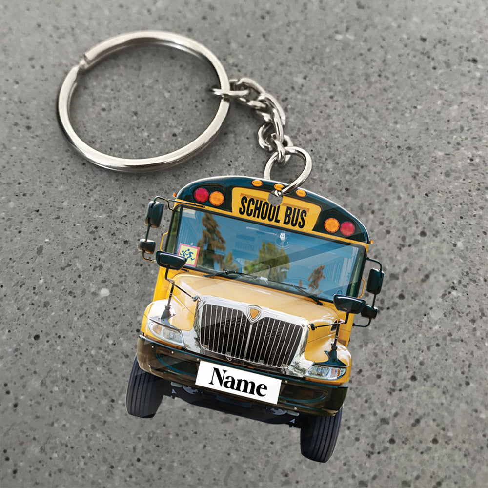 Transparent Acrylic Keychain 7 - IC School Bus (personalize)