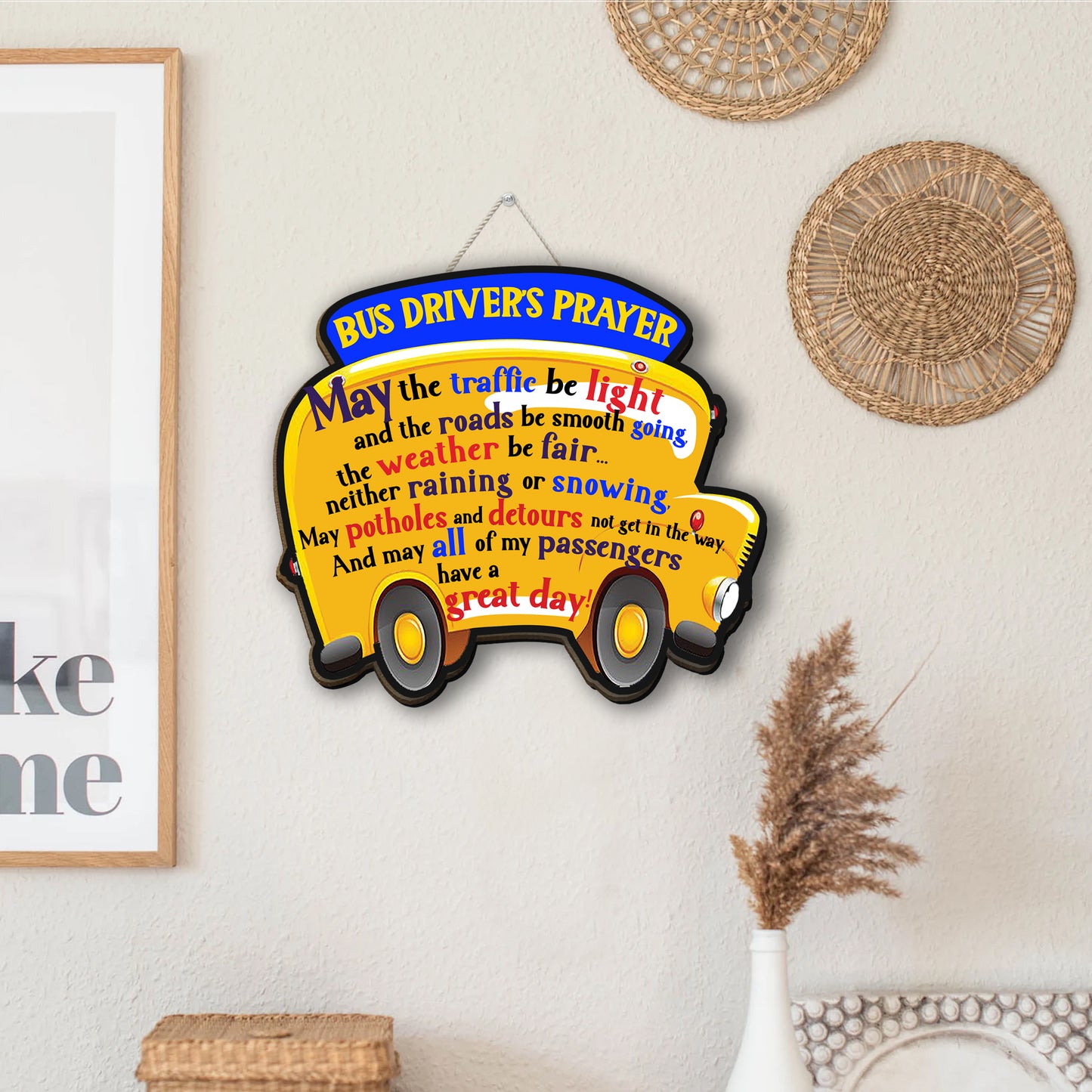 School bus Shape Wooden Sign