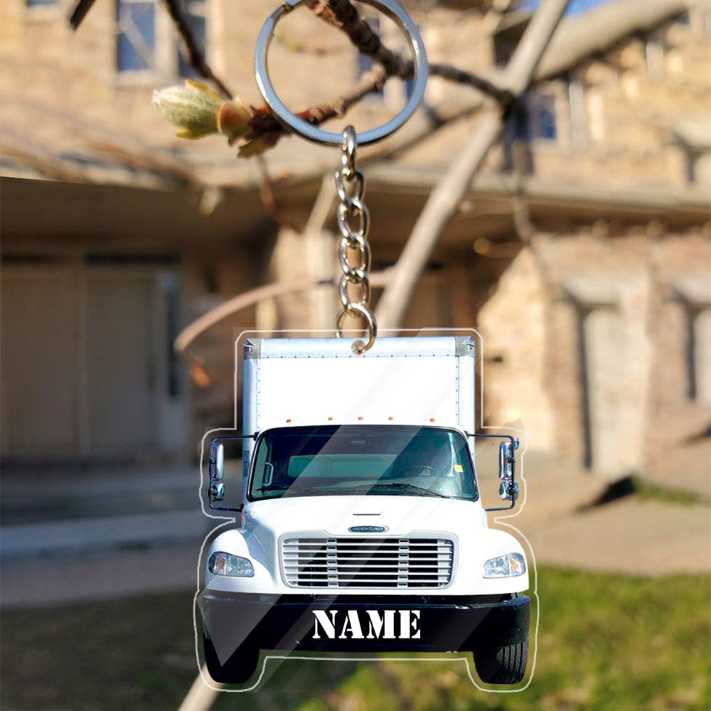 Transparent Acrylic Keychain freightliner truck ( Personalizable )