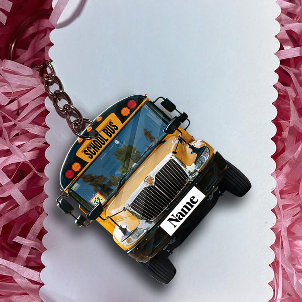 Transparent Acrylic Keychain 7 - IC School Bus (personalize)