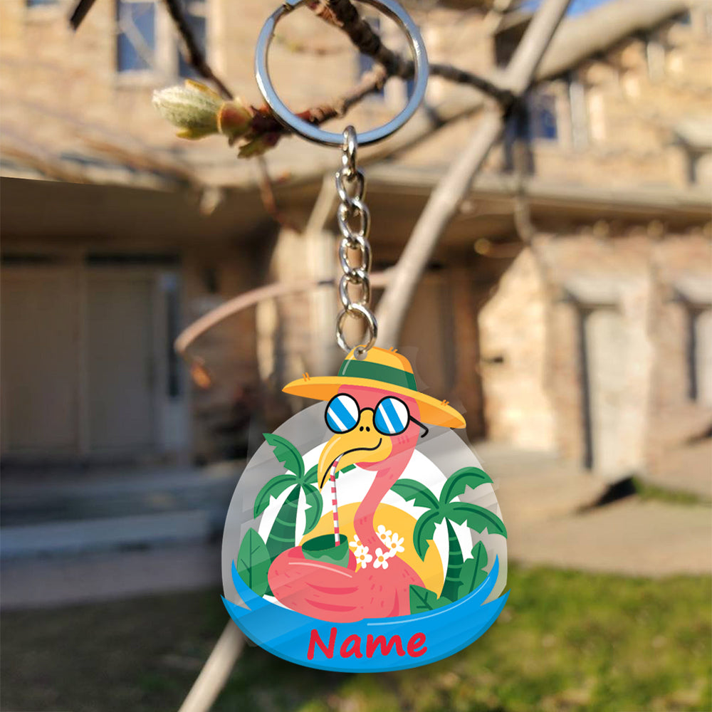 Transparent Acrylic Flamingo Keychain - (Personalizable)