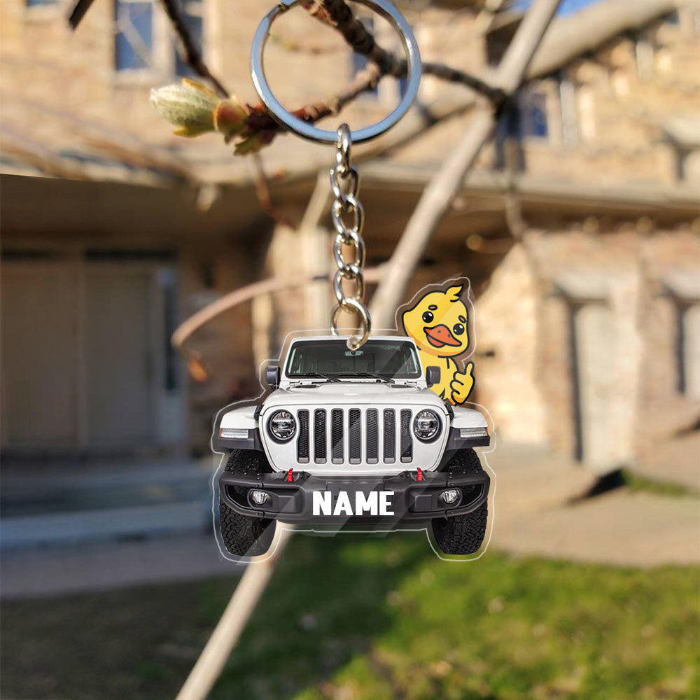 Transparent Acrylic Keychain - Jeep & Duck ( Personalizable )