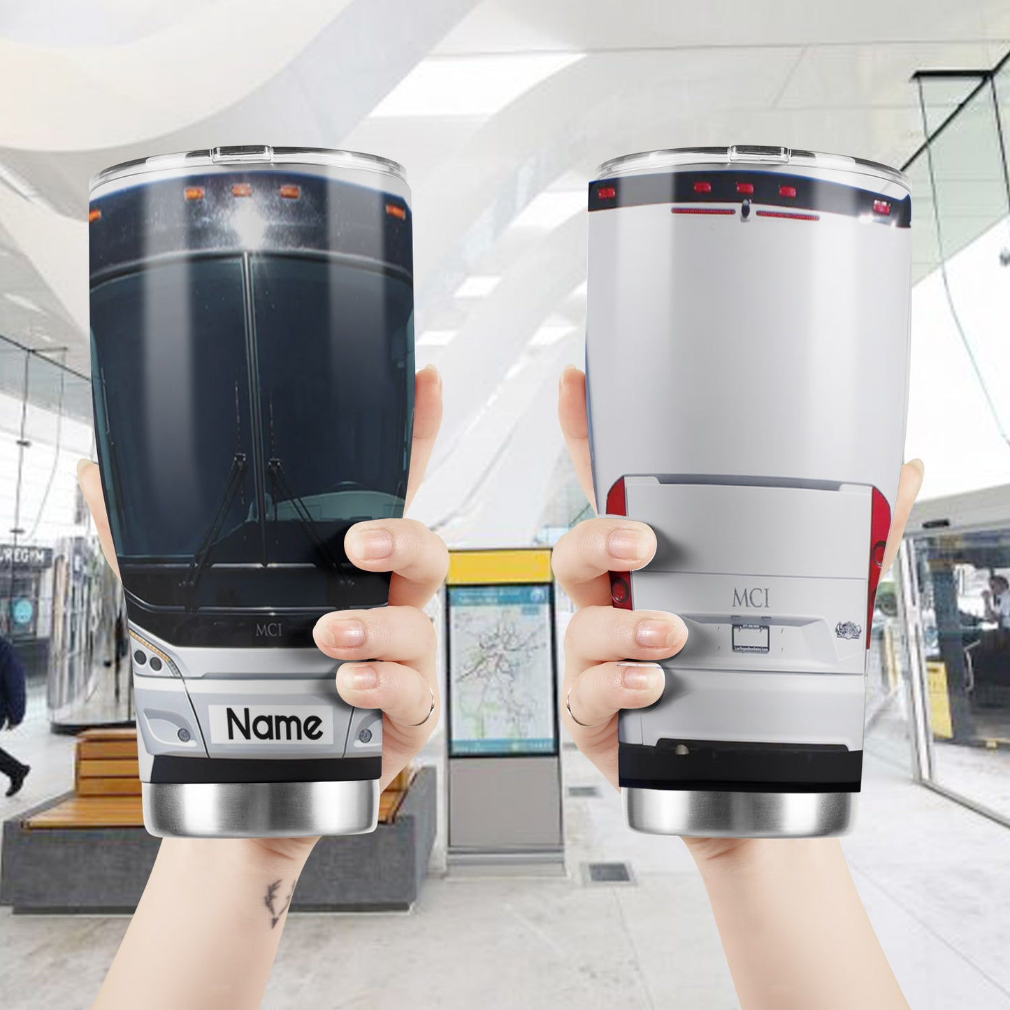 MCI Bus -Curved Stainless Steel Tumbler (30oz)