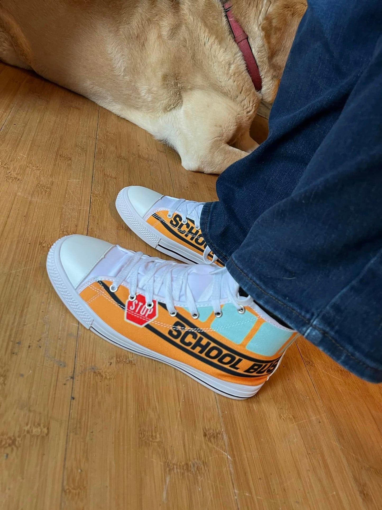 School bus High Top Canvas Shoes