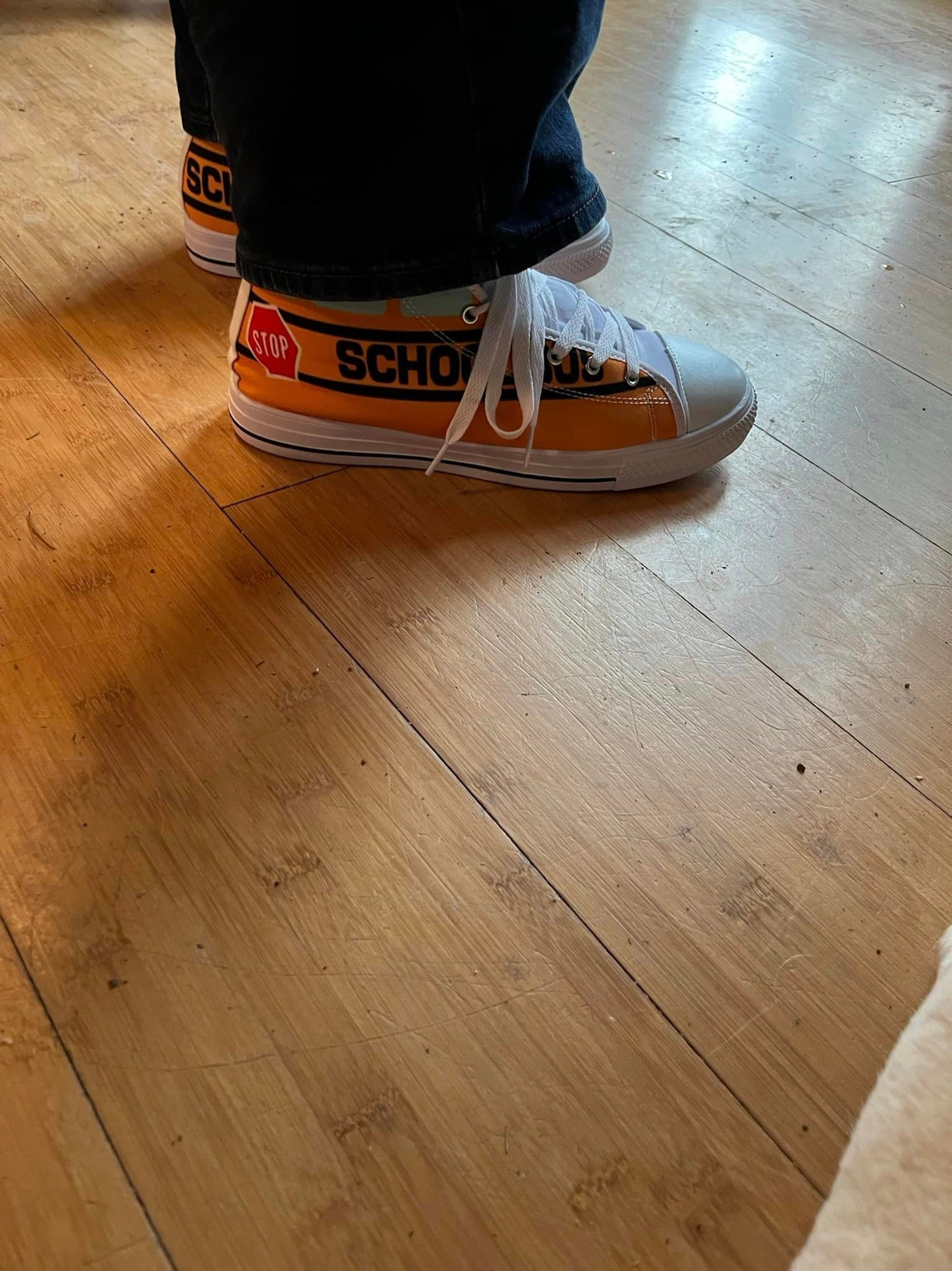 School bus High Top Canvas Shoes