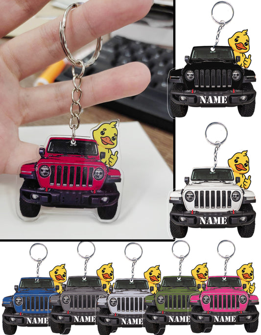 Transparent Acrylic Keychain - Jeep & Duck ( Personalizable )