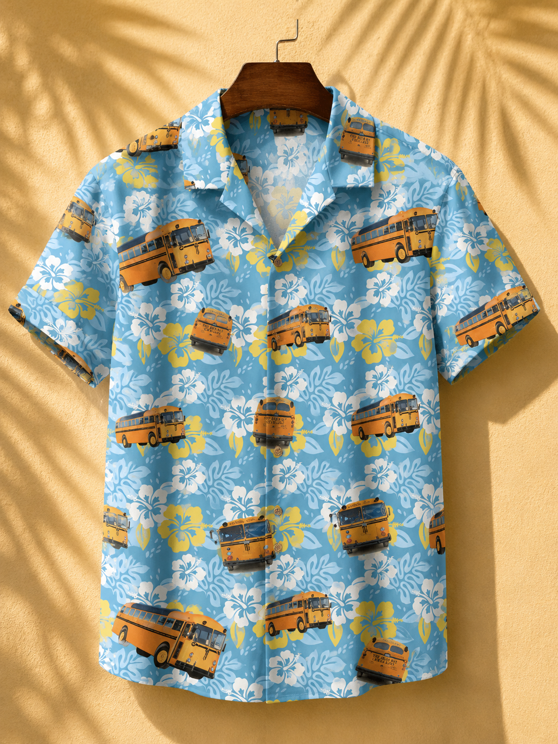 School buses pattern Short-Sleeve Hawaiian Shirt