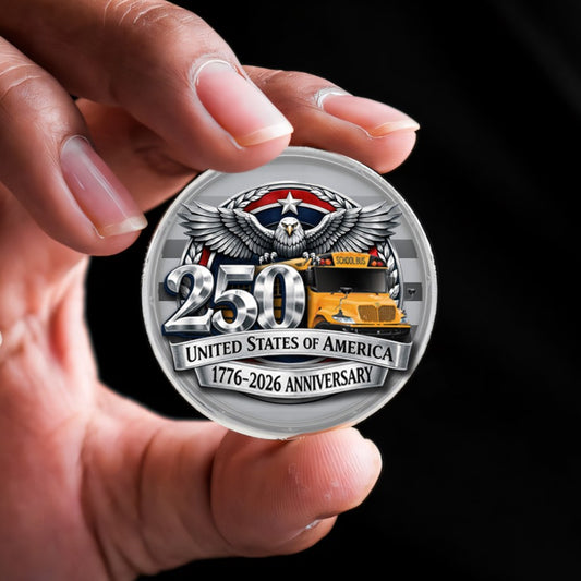 Metal Coin 250 anniversary with School bus