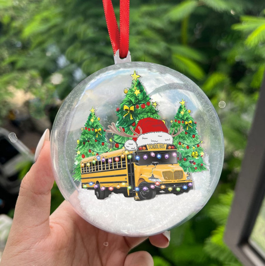 School bus Christmas 3D Ball Ornament