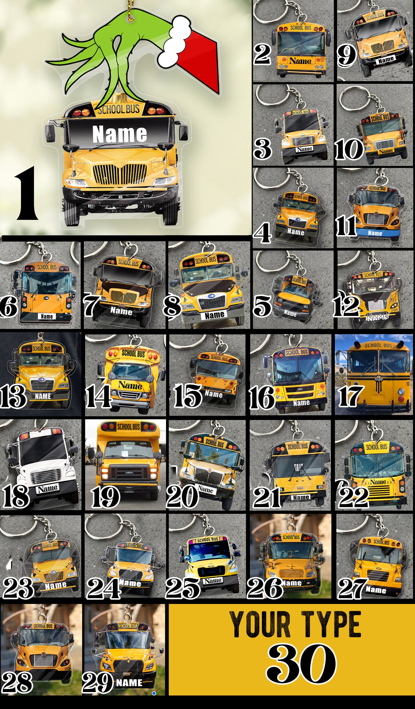 School bus Christmas Ornament Ver.5