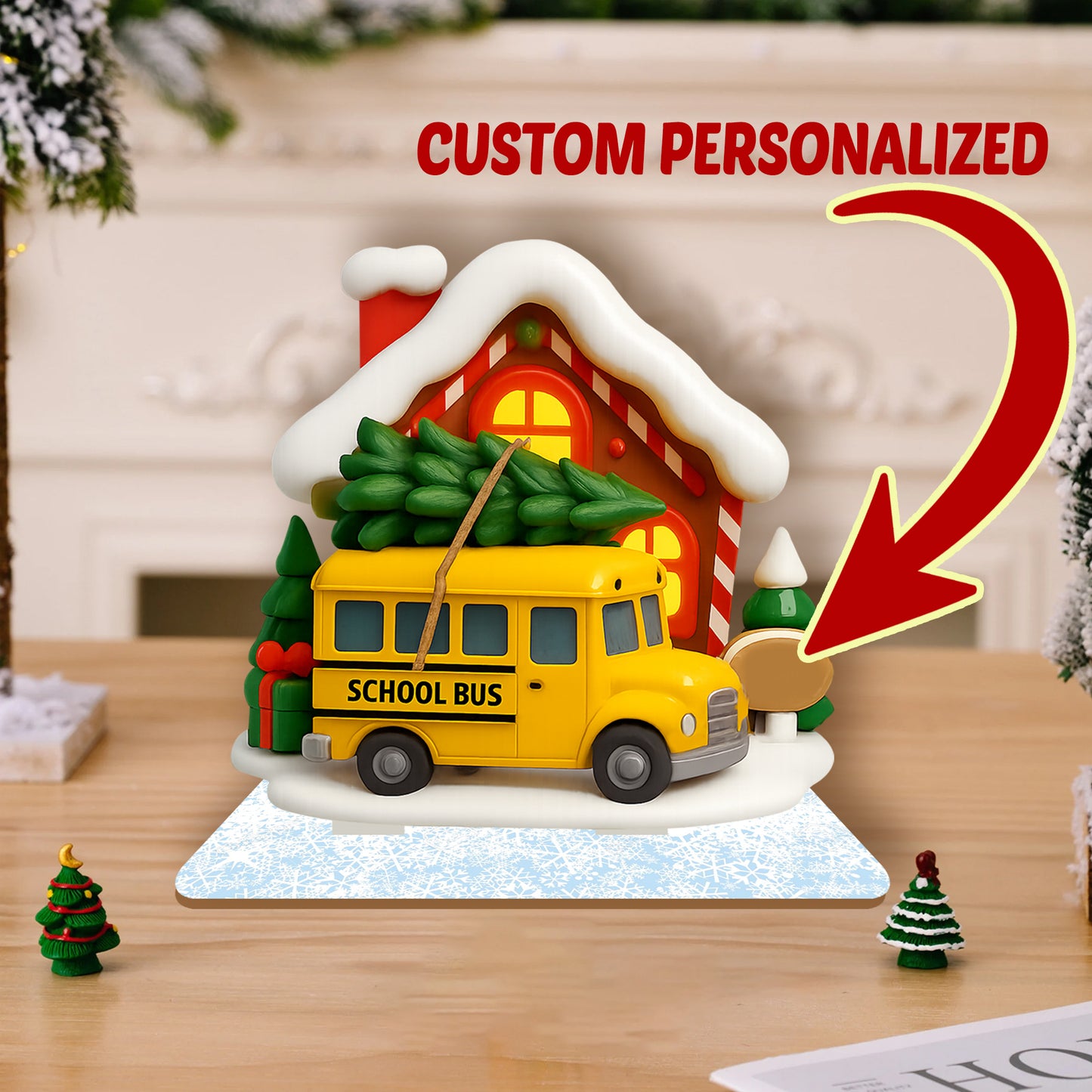 School bus Wood Standing - Christmas decor