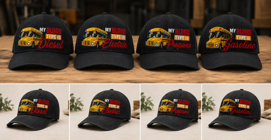 Embroidery Washed Cap for school bus driver - My blood type is...