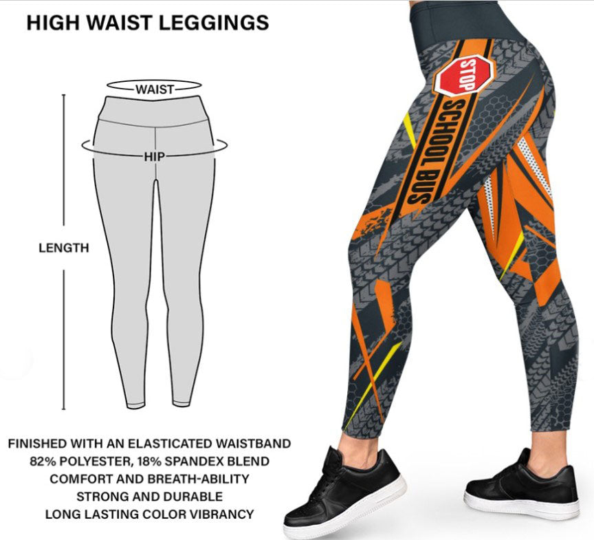 School Bus style  High Waist Leggings - AOP Legging
