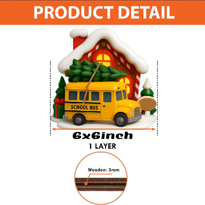 School bus Wood Standing - Christmas decor