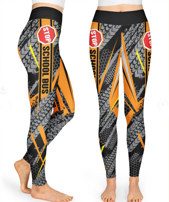 School Bus style  High Waist Leggings - AOP Legging