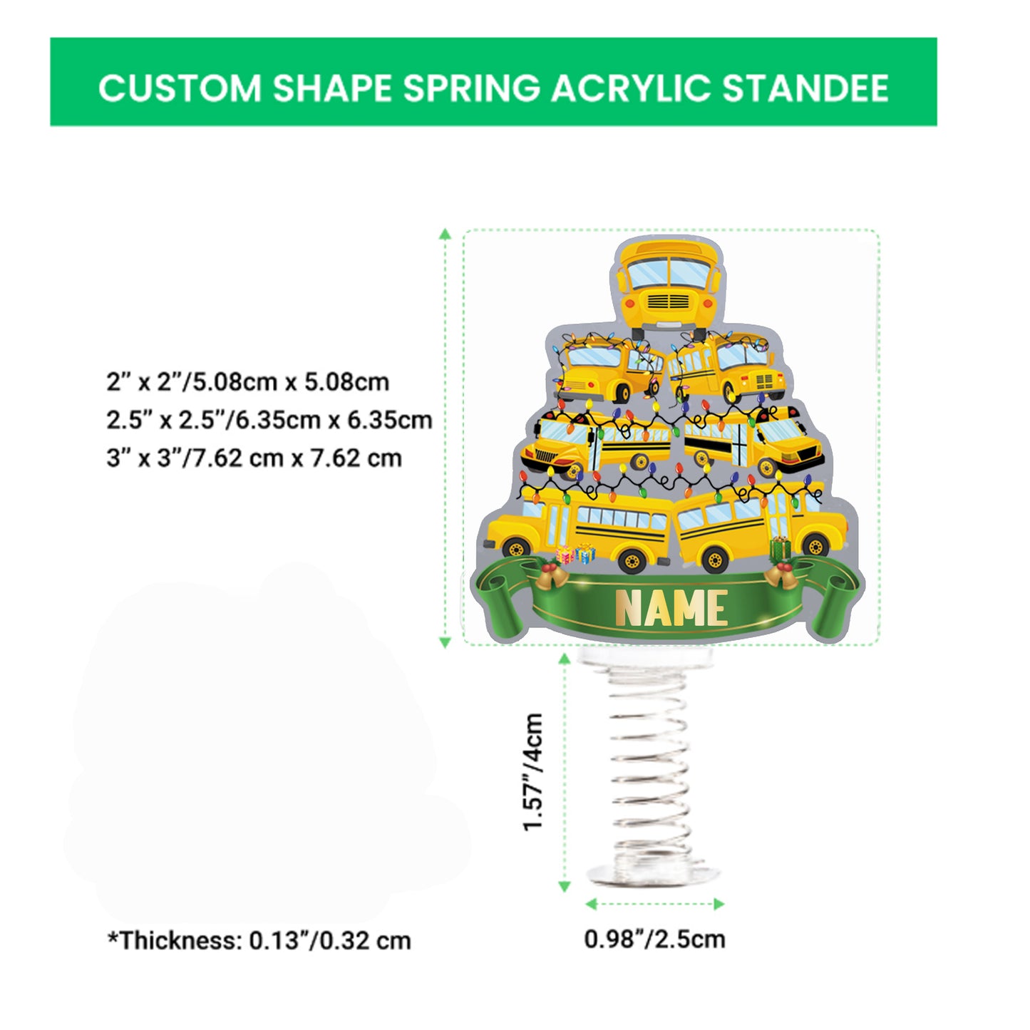 School bus with Christmas Tree Style standee